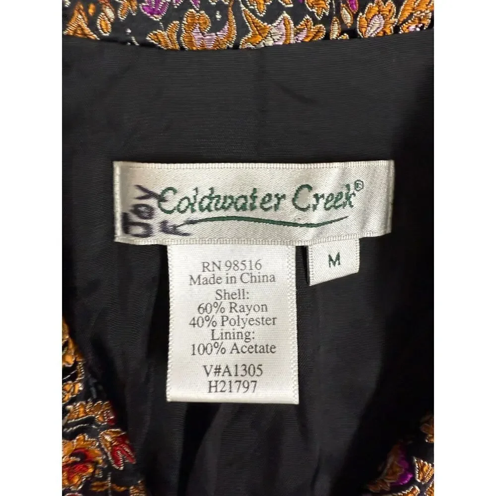 Women's Coldwater Creek Metallic Brocade Floral LS M Button Blazer Jacket - Picture 4 of 6